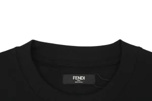 Fendi Monogram Dog Embroidered T-Shirt Black Collar