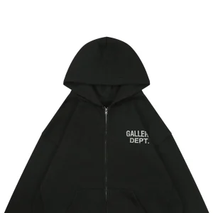 Gallery Dept Vintage Washed Logo Zip-Up Hoodie