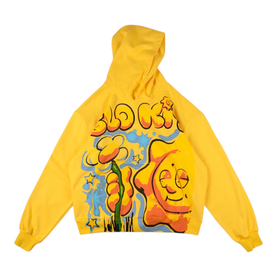 Glo Gang Yellow Graffiti “Old Way” Graphic Hoodie Front view