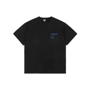 Loewe Anagram Pocket Embroidered T-Shirt Black Front view