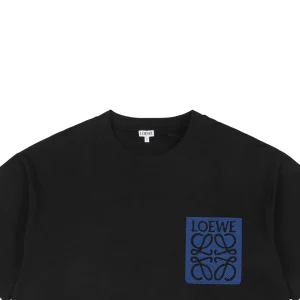 Loewe Blue Pocket Anagram Logo Embroidered Cotton T-Shirt Black