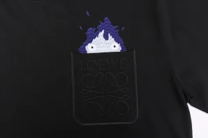 Loewe Calcifer Embroidered Pocket T-Shirt Black Front Print