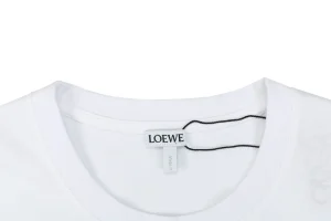 Loewe Heart Detail Anagram Logo Embroidered Cotton T-Shirt White Collar
