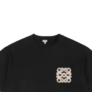 Loewe Plush Anagram Logo Embroidered Cotton T-Shirt Black