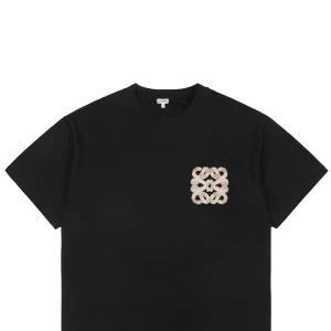 Loewe Plush Anagram Logo Embroidered Cotton T-Shirt Black