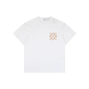 Loewe Plush Anagram Logo Embroidered Cotton T-Shirt White Front view
