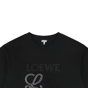 Loewe Two-Tone Layered Anagram Embroidered T-Shirt Black