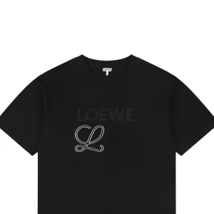 Loewe Two-Tone Layered Anagram Embroidered T-Shirt Black