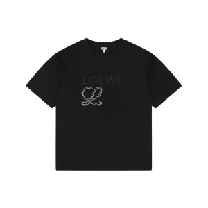 Loewe Two-Tone Layered Anagram Embroidered T-Shirt Black Front view