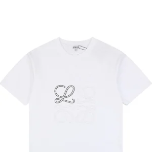 Loewe Two-Tone Layered Anagram Embroidered T-Shirt White