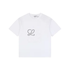 Loewe Two-Tone Layered Anagram Embroidered T-Shirt White Front view
