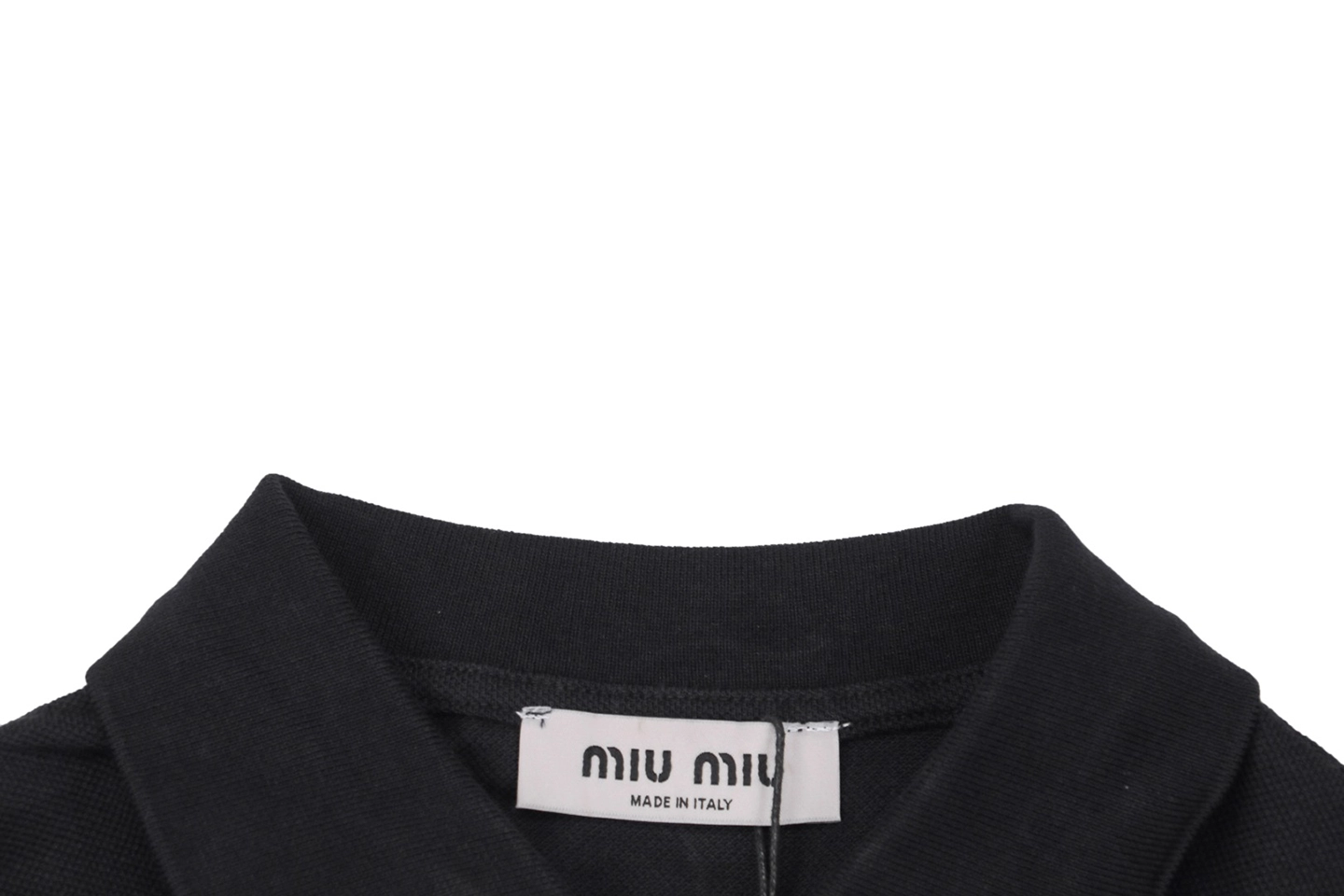 Miu Miu Logo Embroidered Cotton Polo Shirt Black Cuff