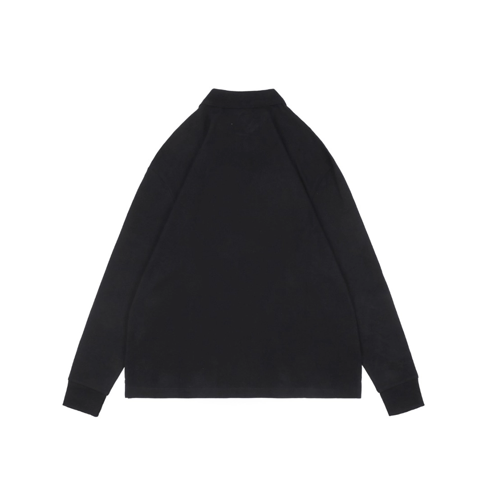 Miu Miu Logo Embroidered Cotton Polo Shirt Black Back view