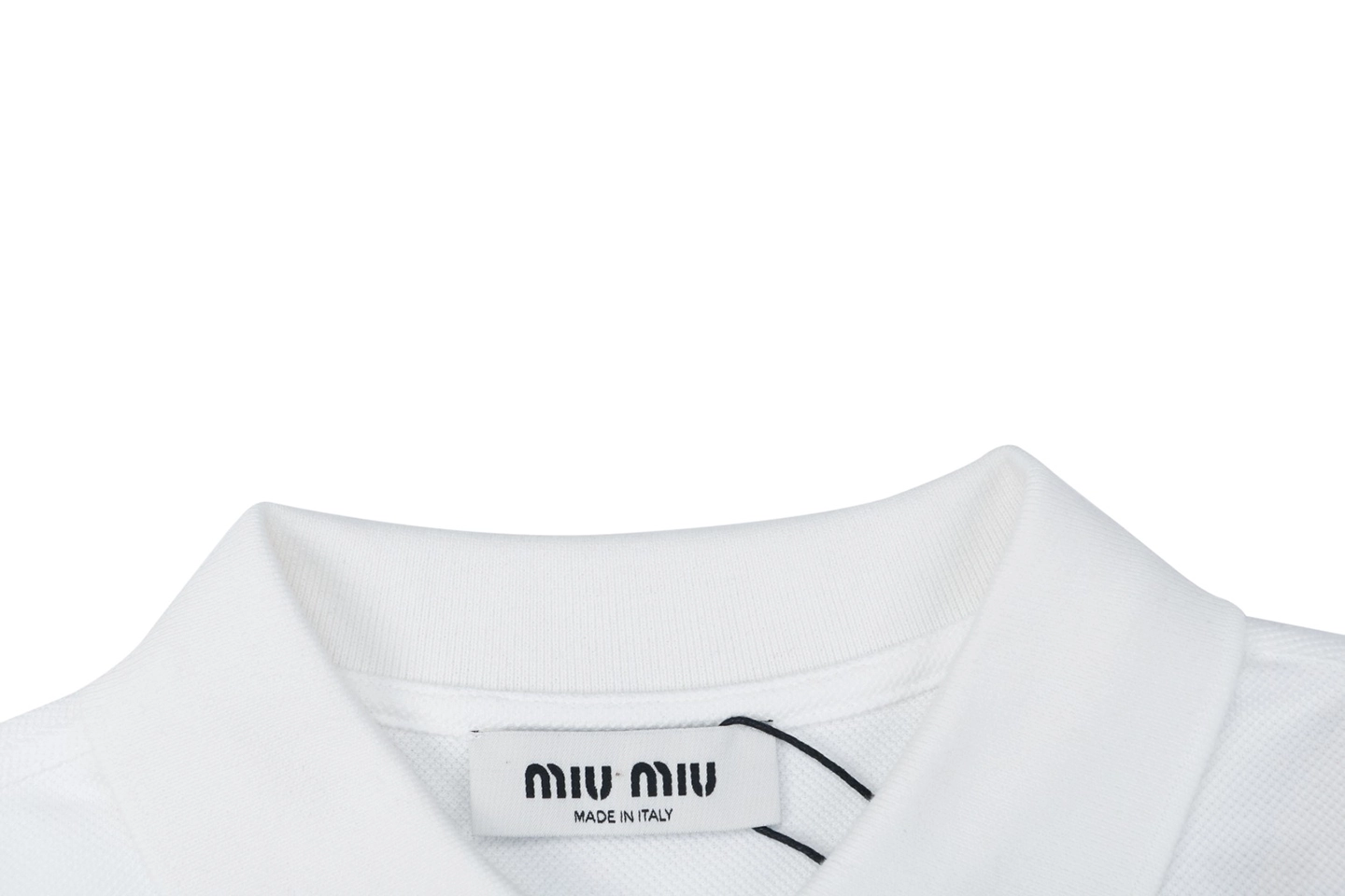 Miu Miu Logo Embroidered Cotton Polo Shirt White Cuff