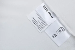 Miu Miu Logo Embroidered Cotton Polo Shirt White Wash label