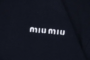 Miu Miu Logo Embroidered Cotton Polo Shirt Brand