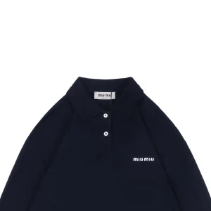 Miu Miu Logo Embroidered Cotton Polo Shirt