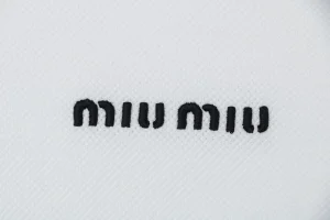 Miu Miu Logo Embroidered Cotton Polo Shirt White Brand