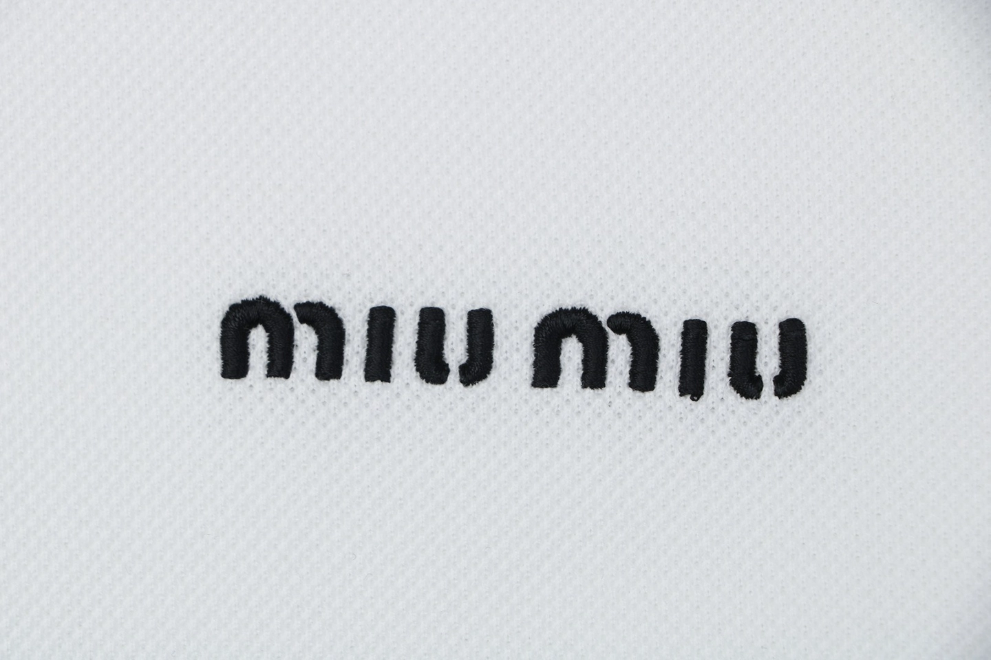 Miu Miu Logo Embroidered Cotton Polo Shirt White Brand