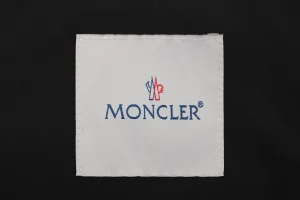 Moncler Logo Patch Nylon Stand Collar Jacket Black Brand label
