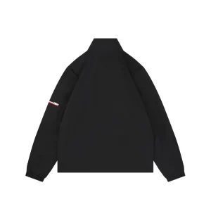 Moncler Logo Patch Nylon Stand Collar Jacket Black Back view