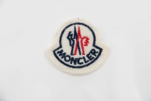 Moncler Logo Patch Nylon Stand Collar Jacket White Brand