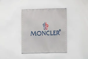 Moncler Logo Patch Nylon Stand Collar Jacket White Brand label