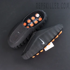 Nike Mind 001 “Black” clogs top view showing overall silhouette and podded outsole