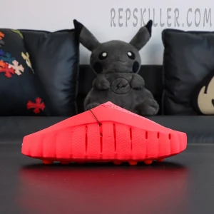 Nike Mind 001 Mule “Solar Red” side profile with streamlined shape and thick sole