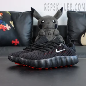 Nike Mind 002 “Black Hyper Crimson” full look with black base and red accents