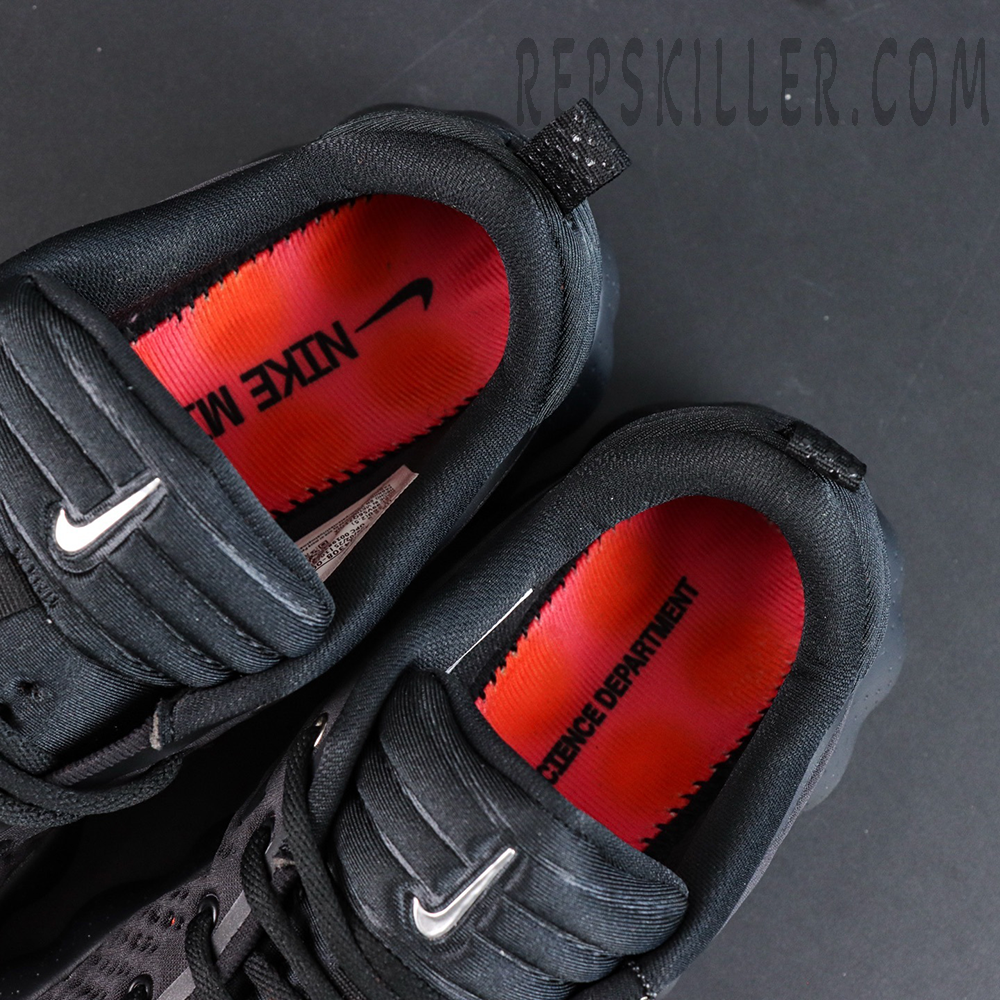 Nike Mind 002 “Black Hyper Crimson” insole detail with red lining and tech branding