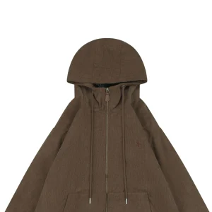 Ralph Lauren Corduroy Embroidered Pony Logo Hooded Jacket Brown