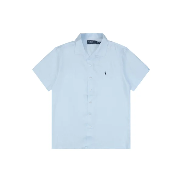 Ralph Lauren Linen Pony Logo T-Shirt Blue Front view