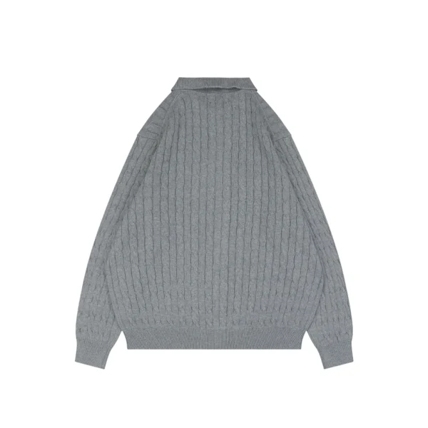 Ralph Lauren Polo Pony Embroidered Cable-Knit Cardigan Grey Back view