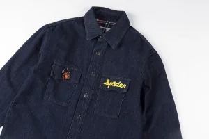 Sp5der Atlanta Downs Embroidered Dark Denim Jacket4