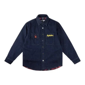 Sp5der Atlanta Downs Embroidered Dark Denim Jacket Front view