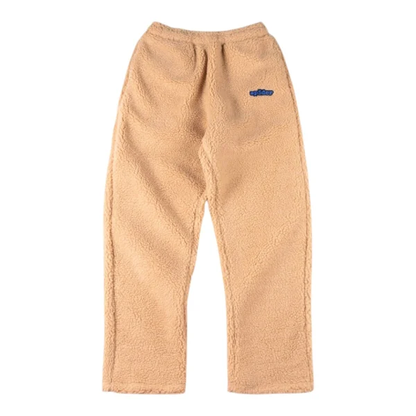 Sp5der Beige Sherpa Fleece Pants Front view