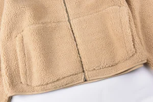 Sp5der Beige Sherpa Fleece Zip Hoodie1