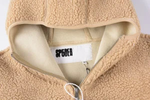 Sp5der Beige Sherpa Fleece Zip Hoodie3