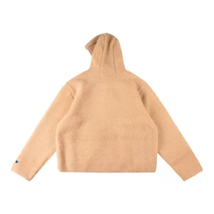 Sp5der Beige Sherpa Fleece Zip Hoodie Back view