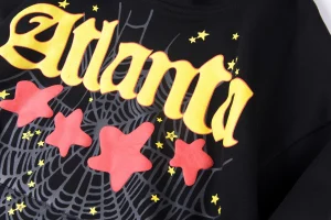 Sp5der Black Atlanta Web Star Graphic Hoodie2