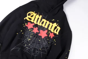 Sp5der Black Atlanta Web Star Graphic Hoodie7