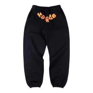 Sp5der Black Flame Logo Sweatpants Front view