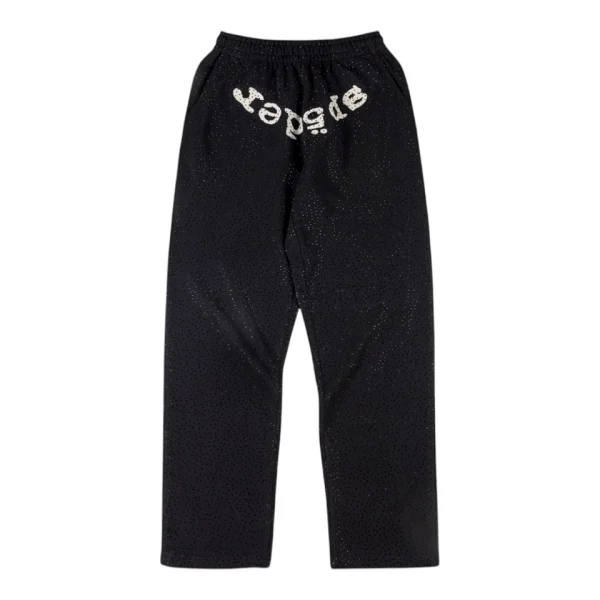 Sp5der Black Mesh Logo Track Pants Front view