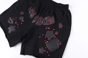 Sp5der Black Red Outline Graphic Sweat Shorts1