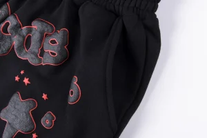 Sp5der Black Red Outline Graphic Sweat Shorts4