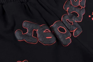 Sp5der Black Red Outline Graphic Sweat Shorts7