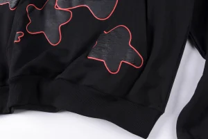 Sp5der Black Red Outline Star Graphic Hoodie3