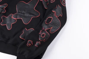 Sp5der Black Red Outline Star Graphic Hoodie6