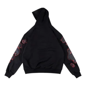Sp5der Black Red Outline Star Graphic Hoodie Back view